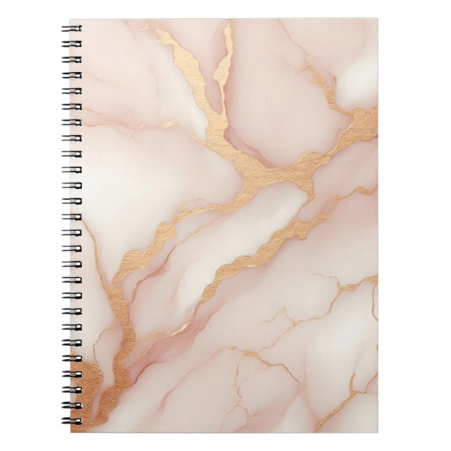 Blush Pink Marble Notebook with Gold Veins (Front)