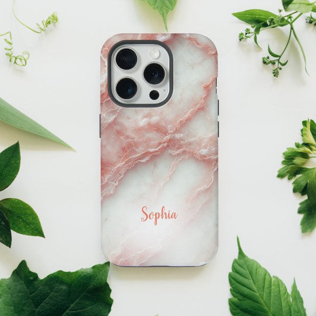 Blush Pink Marble Personalized iPhone Case  (Creator Uploaded)