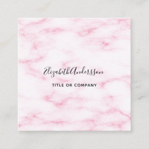 Blush pink marble QR code elegant Square Business Card
