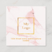 Blush pink marble qr code instagram follow us square business card (Front)