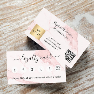 Blush pink marble qr code logo loyalty card