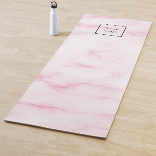 Blush pink marble studio business logo yoga mat
