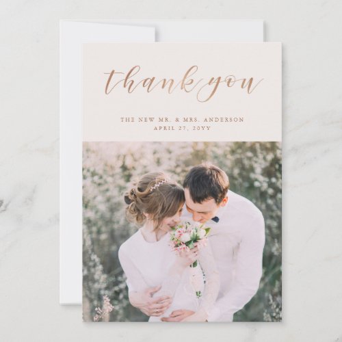 Blush Pink Marble  Wedding Photo Thank You