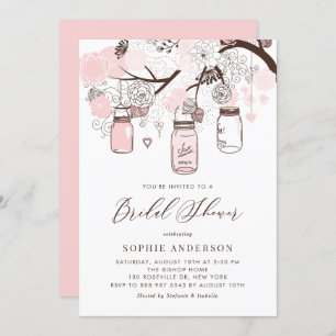 Blush Pink Mason Jars Bridal Shower Invitation