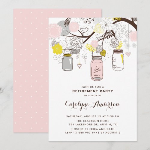 Blush Pink Mason Jars Floral Retirement Party