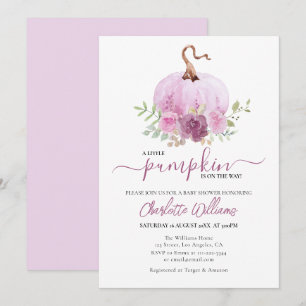 Blush Pink Mauve Dusty Little Pumpkin Baby Shower Invitation