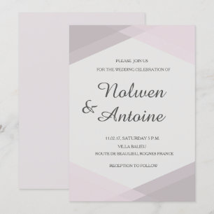 Blush pink mauve geometric elegant modern wedding invitation