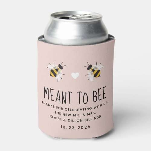 Blush Pink Meant to Bee Can Cooler