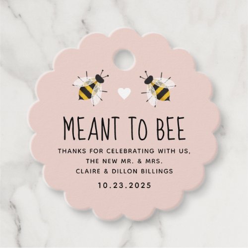 Blush Pink Meant to Bee Honey Wedding Favor Tag