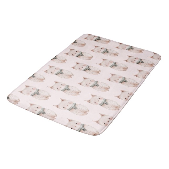 Blush Pink Meow Cat  Bath Mat (Angled)