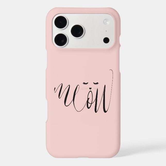 Blush Pink Meow Cat iPhone Case (Back)