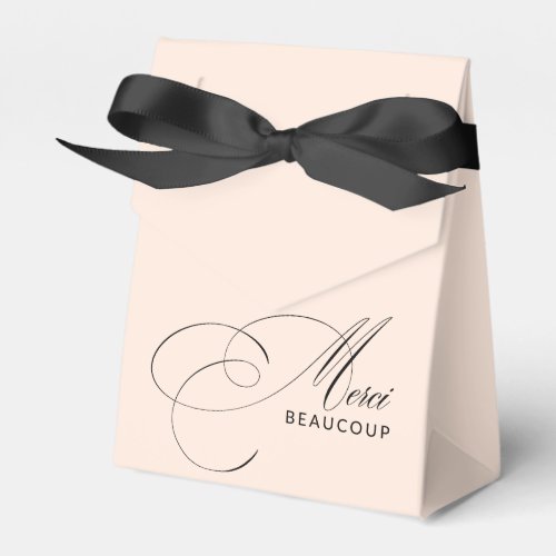 Blush Pink Merci Beaucoup Calligraphy Thank You Favor Boxes