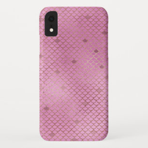 Blush Pink Mermaid Scales Pattern iPhone XR Case