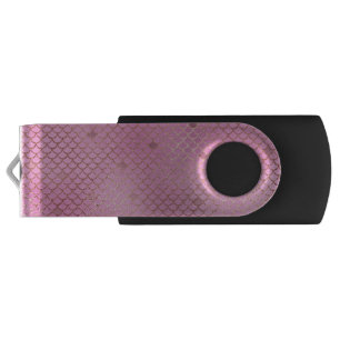 Blush Pink Mermaid Scales Pattern Flash Drive