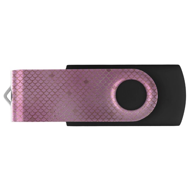 Blush Pink Mermaid Scales Pattern Flash Drive (Back)