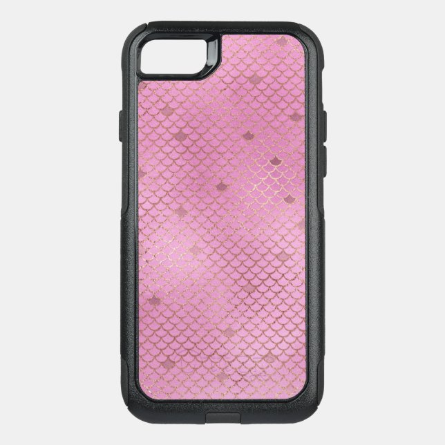 Blush Pink Mermaid Scales Pattern Otterbox iPhone Case (Back)