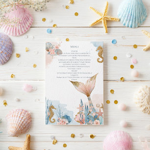 Blush Pink Mermaid Tail Baby Shower Menu