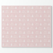 Blush Pink Merry Christmas White Christmas Tree Wrapping Paper (Flat)
