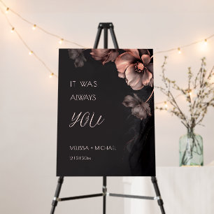 Blush Pink Metallic 3 D Flowers Wedding Welcome Foam Board