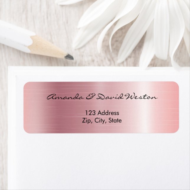Blush pink metallic return address label (Insitu)