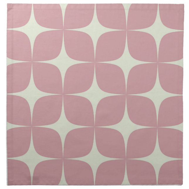 Blush Pink Mid Century Modern Boho Geometric  Cloth Napkin (Front)
