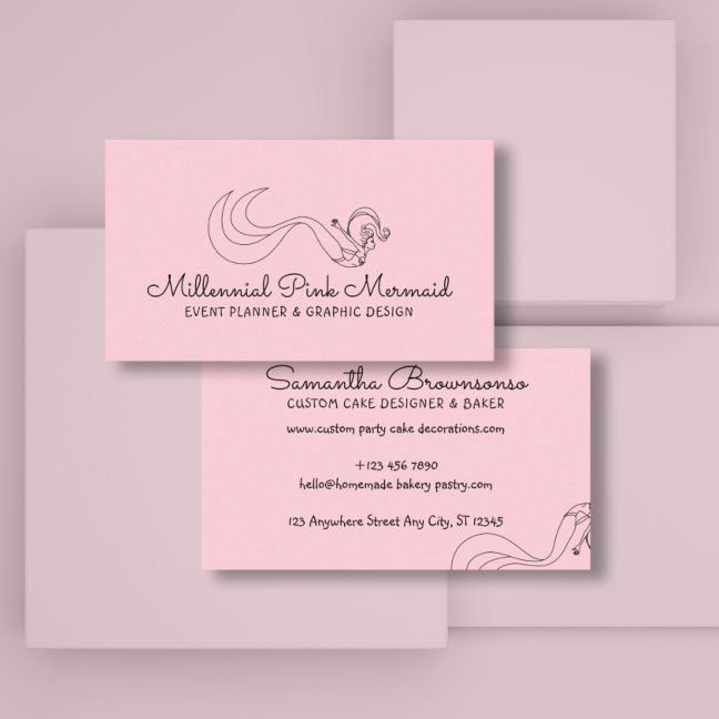 Blush Pink Millennial Mermaid Business Card