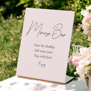Blush Pink Mimosa Bar Bridal Shower Pedestal Sign