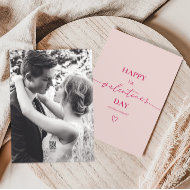 Blush Pink Minimal 1st Year Valentine's Day Card