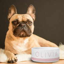 Blush Pink Minimal Colorful Personalized Dog Name Bowl