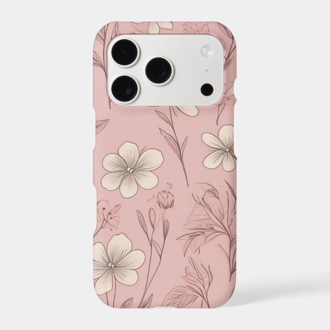 Blush Pink Minimal Floral Pattern Apple iPhone Case (Back)