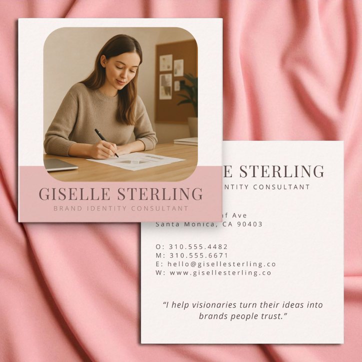 Blush Pink Minimal Professional Company Name Square Business Card