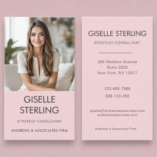 Blush Pink Minimal Professional Photo Modern Business Card