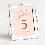 Blush Pink Minimal Wedding Table Number<br><div class="desc">Minimal and elegant wedding table number featuring modern script text that says "Table" at the top on a blush pink background.</div>