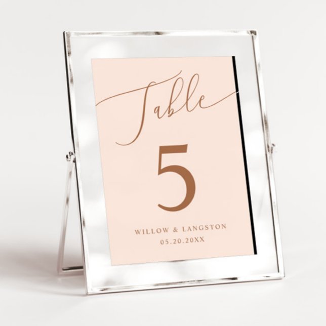Blush Pink Minimal Wedding Table Number (Creator Uploaded)