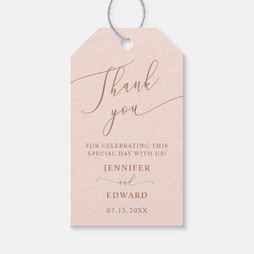 Blush Pink Minimal Wedding Thank You Gift Tags