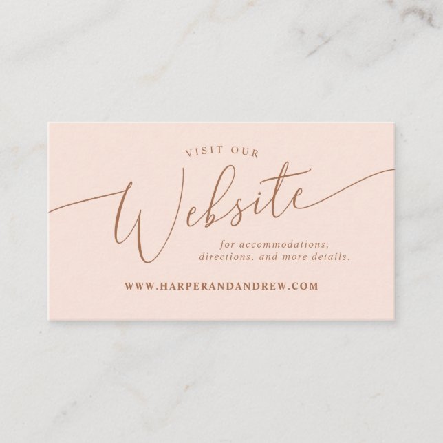Blush Pink Minimal Wedding Website  Enclosure Card (Front)