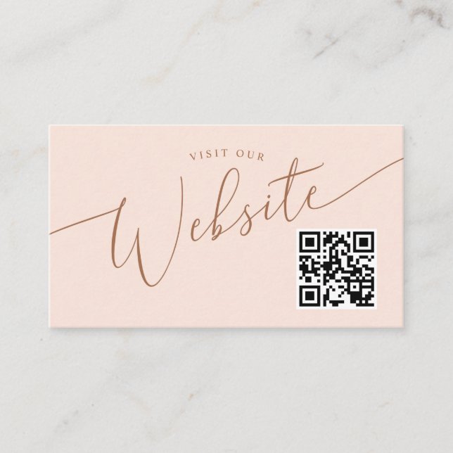 Blush Pink Minimal Wedding Website QR code  Enclosure Card (Front)