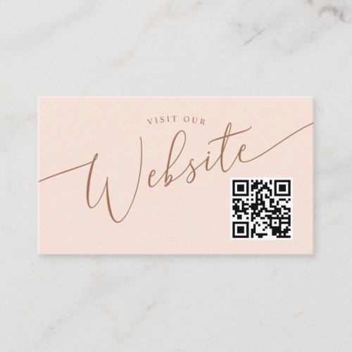 Blush Pink Minimal Wedding Website QR code  Enclosure Card