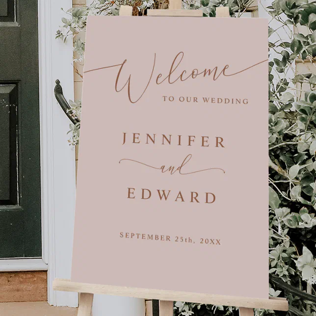 Blush Pink Minimal Wedding Welcome Sign | Zazzle