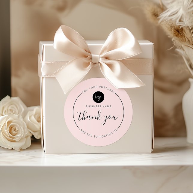 Blush Pink Minimalist Aesthetic Thank You Circle Classic Round Sticker (Blush Pink Minimalist Aesthetic Thank You Circle Classic Round Sticker)