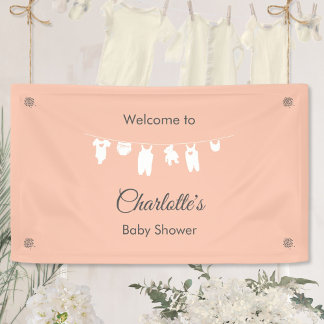 Blush Pink Minimalist Baby Girl Shower Banner
