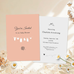 Blush Pink Minimalist Baby Girl Shower Invitation