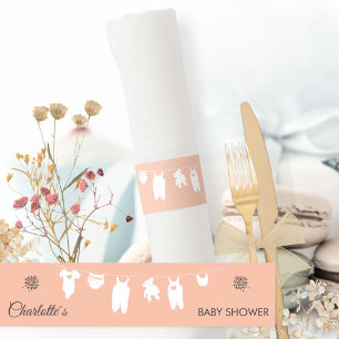 Blush Pink Minimalist Baby Girl Shower Napkin Bands