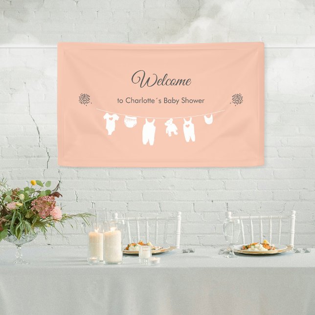 Blush Pink Minimalist Baby Girl Shower Welcome  Banner (Blush Pink Minimalist Baby Girl Shower Welcome Banner ©Susanne Sachers - Sunny Mind 🌞)