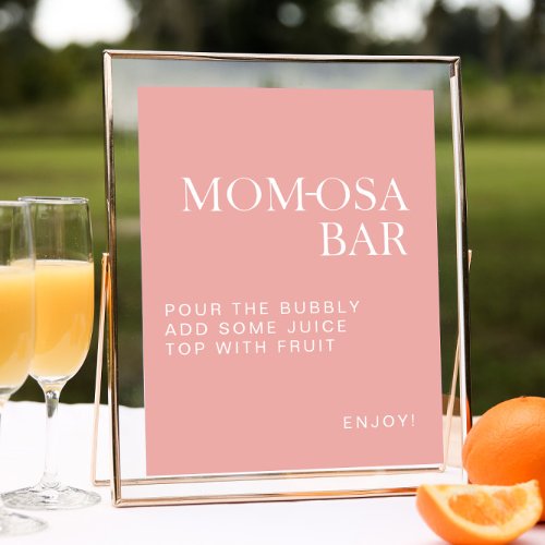 Blush Pink Minimalist Baby Shower Momosa Bar Poster