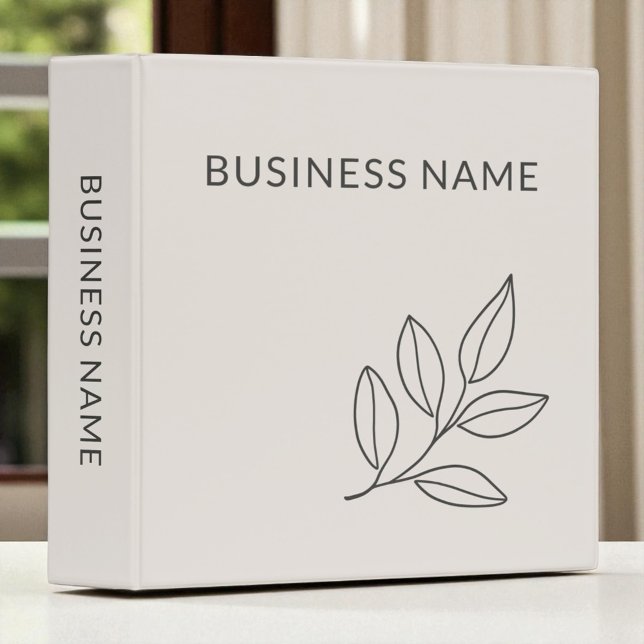 Blush Pink Minimalist Botanical Small Business 3 Ring Binder (Creator Uploaded)