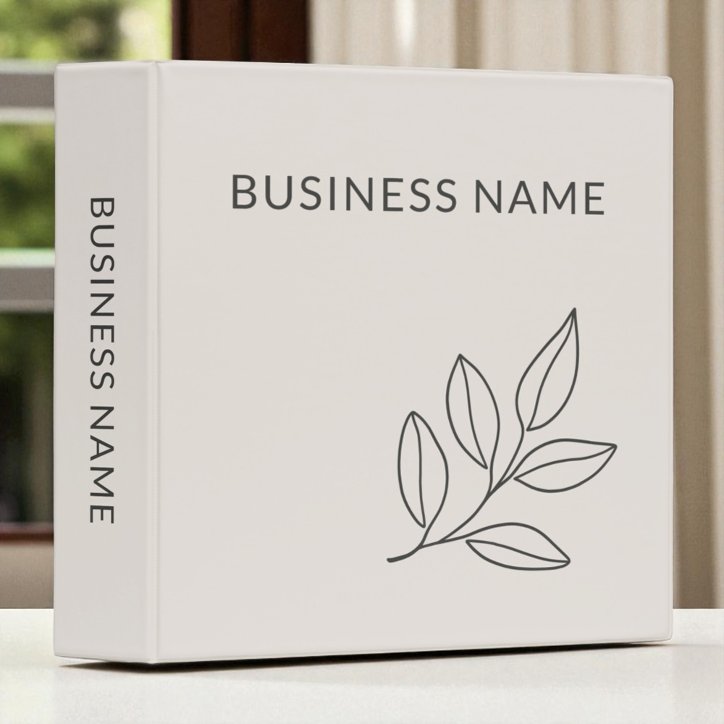 Blush Pink Minimalist Botanical Small Business 3 Ring Binder