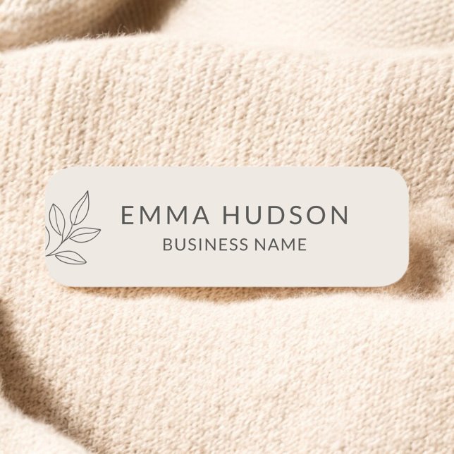 Blush Pink Minimalist Botanical Small Business  Name Tag (Creator Uploaded)