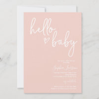 Blush Pink Minimalist Modern Boho Baby Shower Invitation