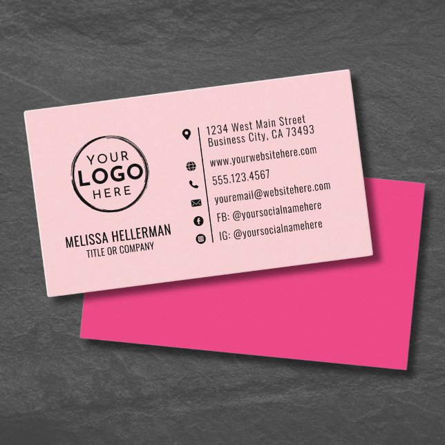 Blush Pink Minimalist Modern Custom Logo Business Card (Blush Pink Minimalist Modern Custom Logo Business Card)